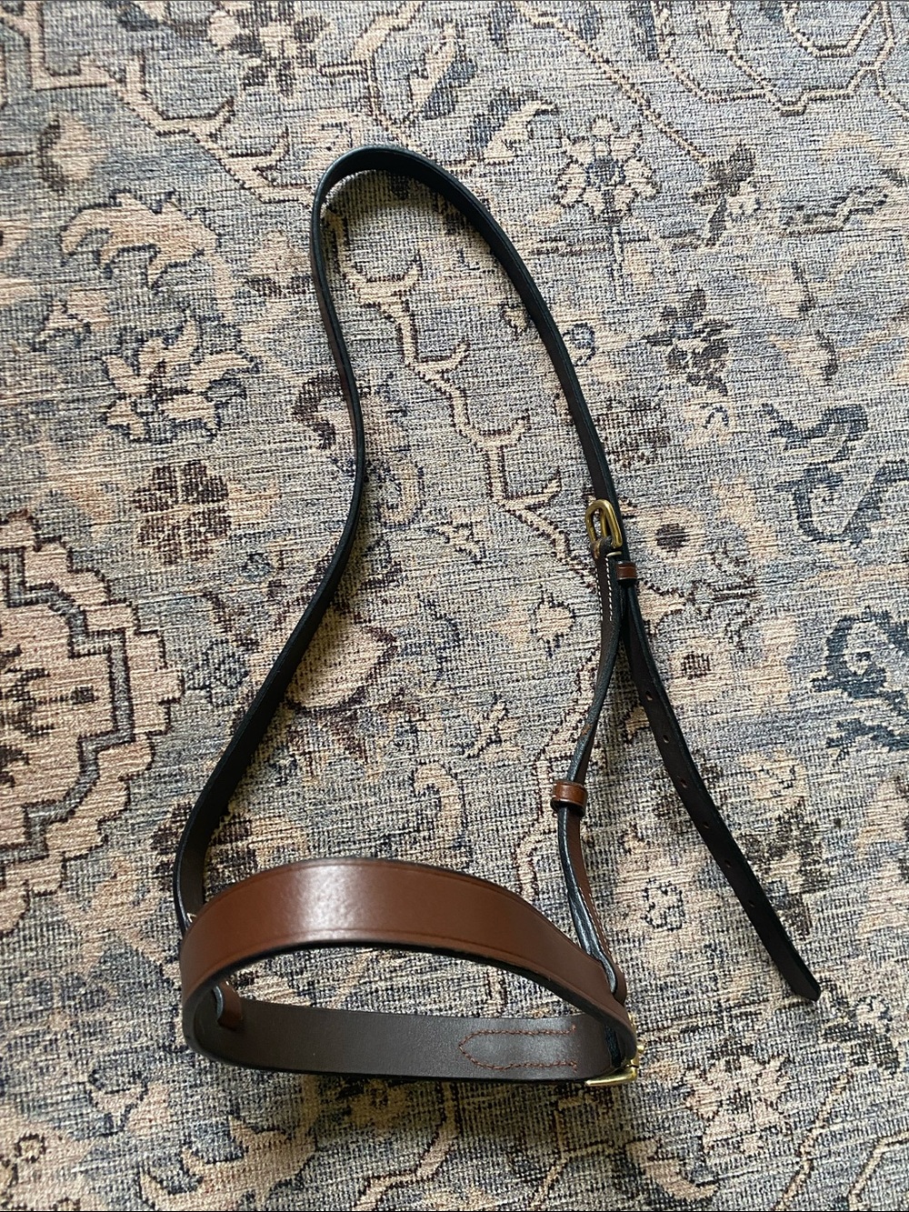 Brown Leather noseband  Adjustable Strap